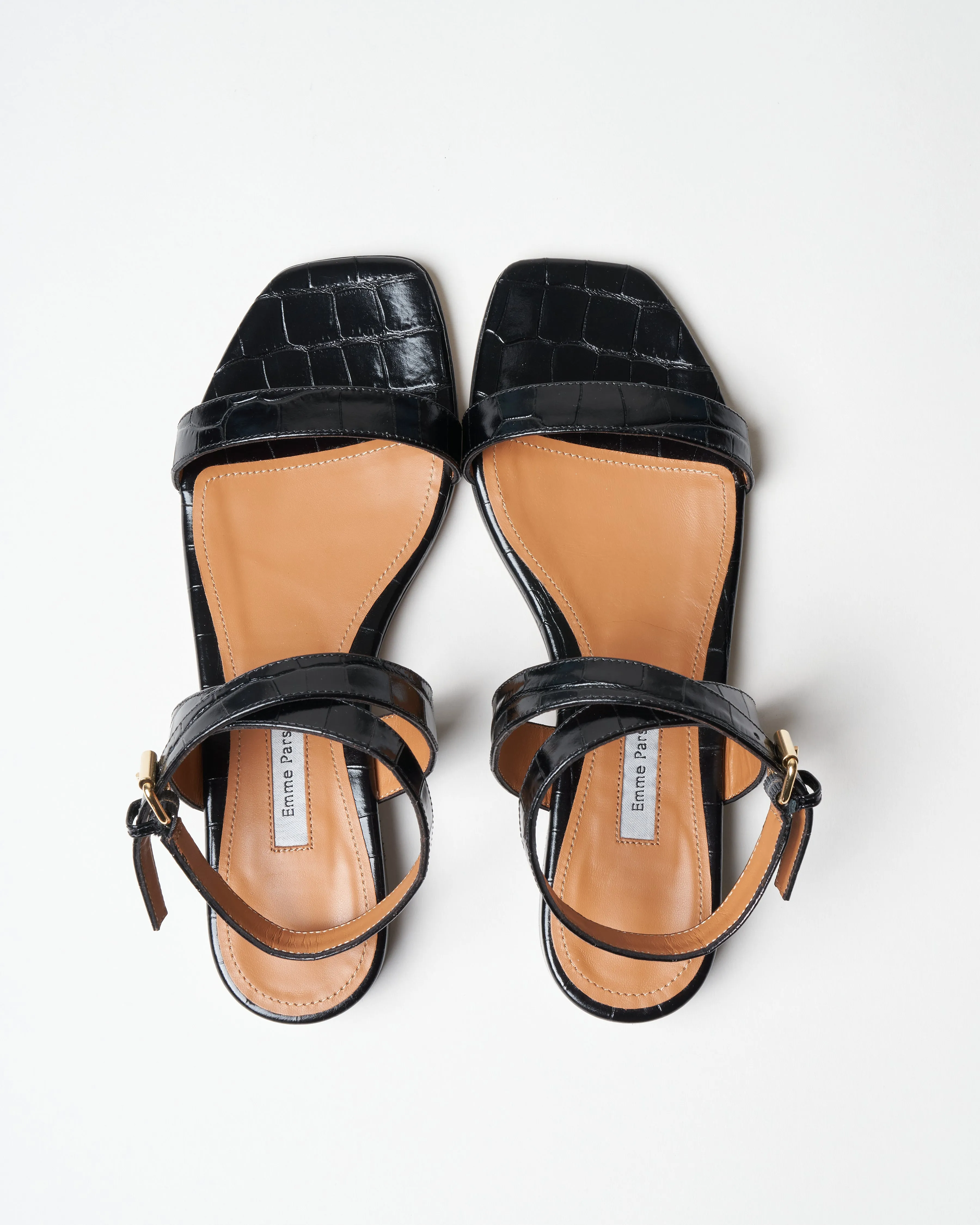siena sandal - black embossed croc