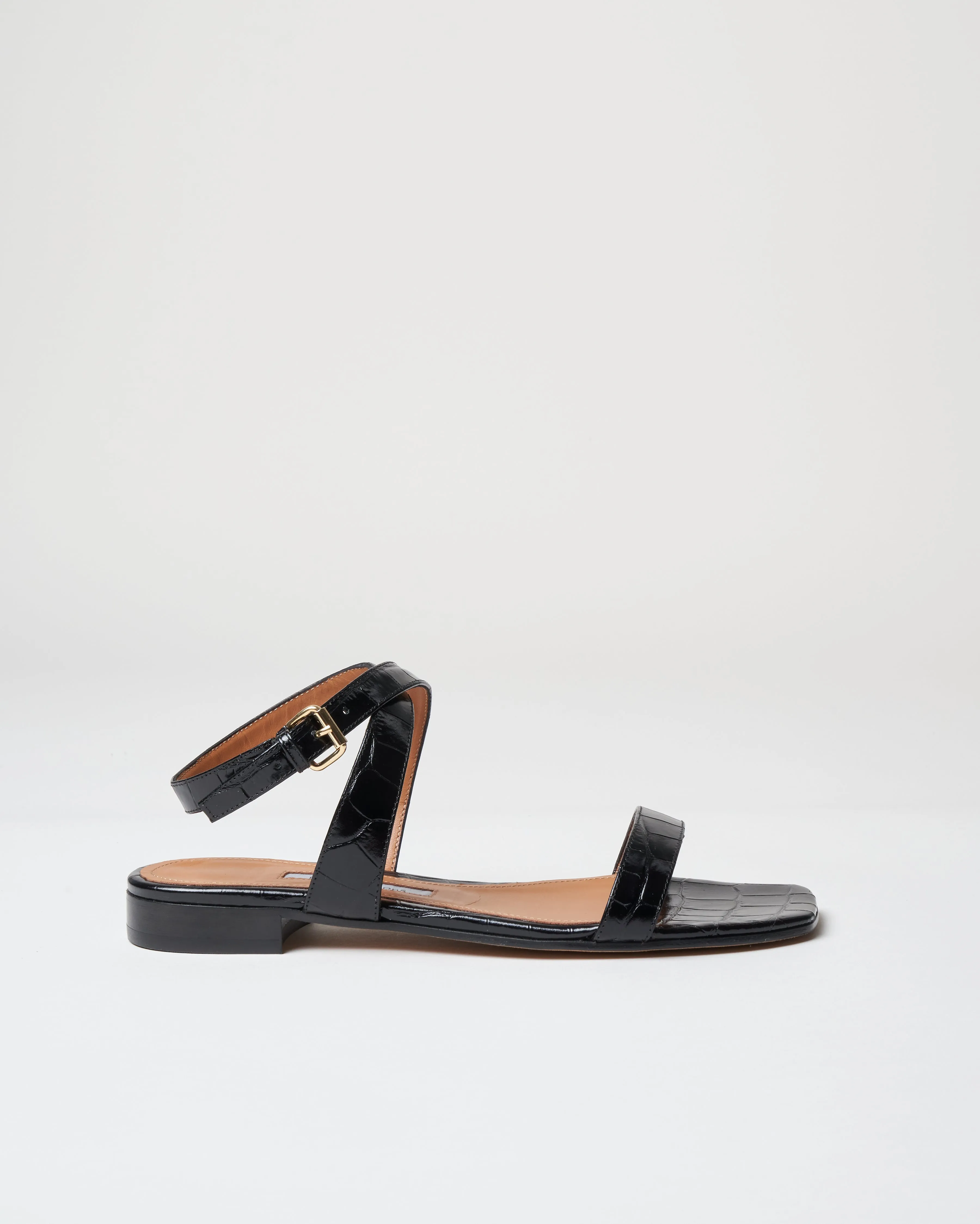 siena sandal - black embossed croc