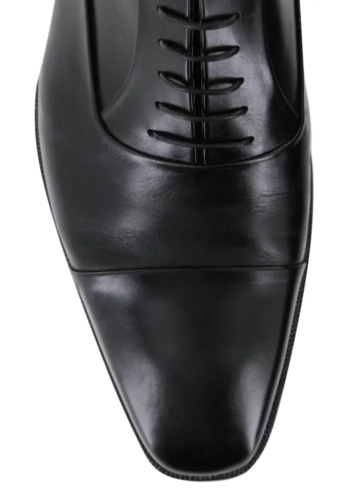 Silvano Lattanzi Black Cap Toe Oxford Shoes