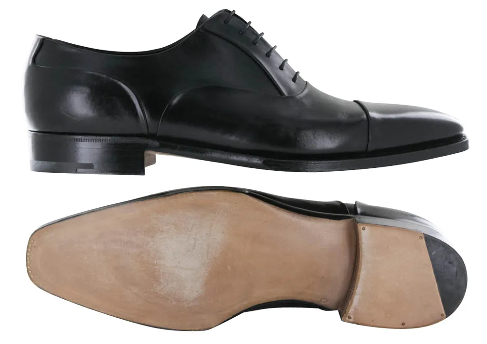 Silvano Lattanzi Black Cap Toe Oxford Shoes