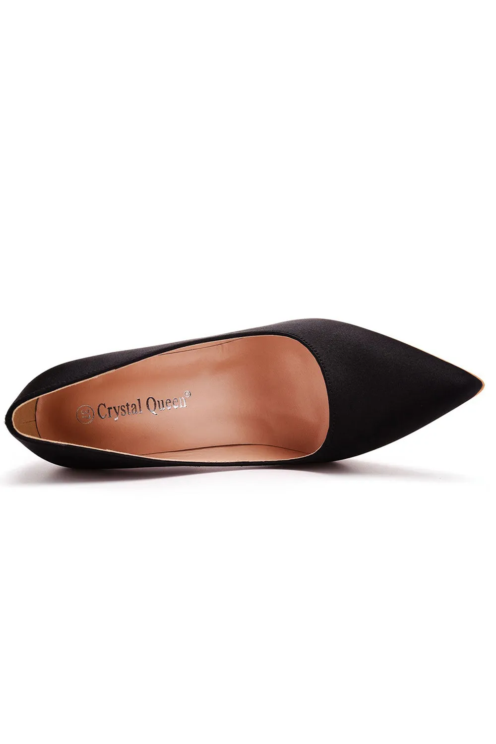 Simple Satin Slip on Pointed Toe Transparent Block Heels