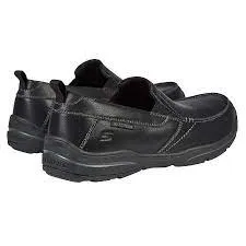 SKECHERS Men's Leather Slip On Shoes with Air-Cooled Memory Foam