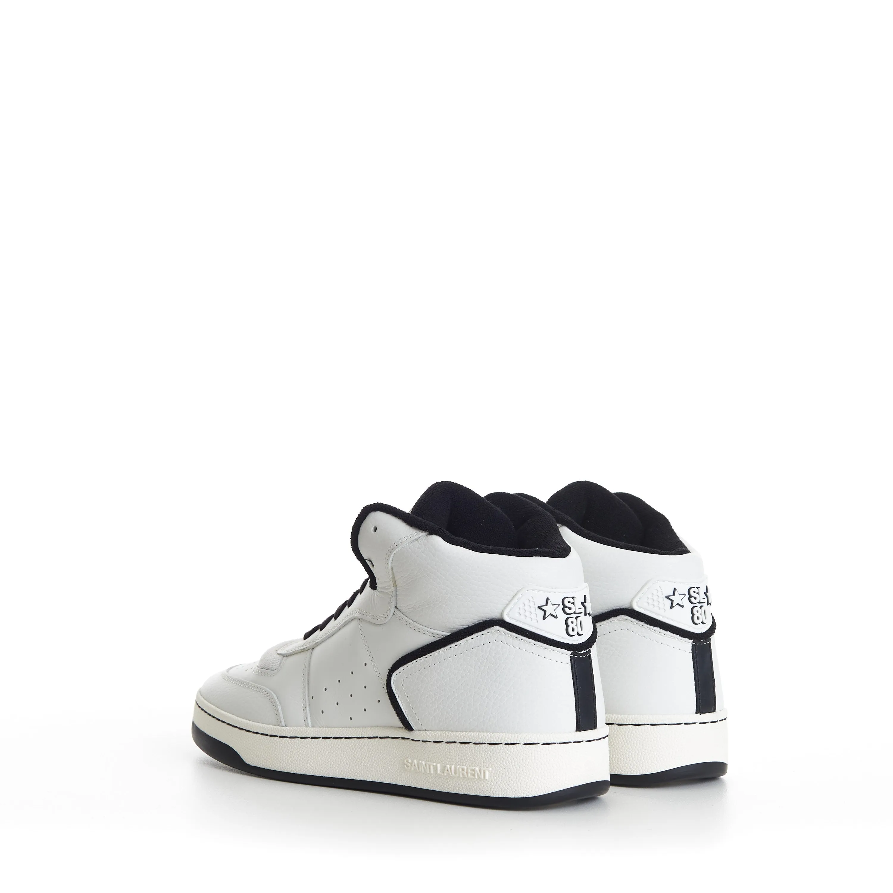 SL/80 White Mid-top Sneakers - Smooth & Grained Leather