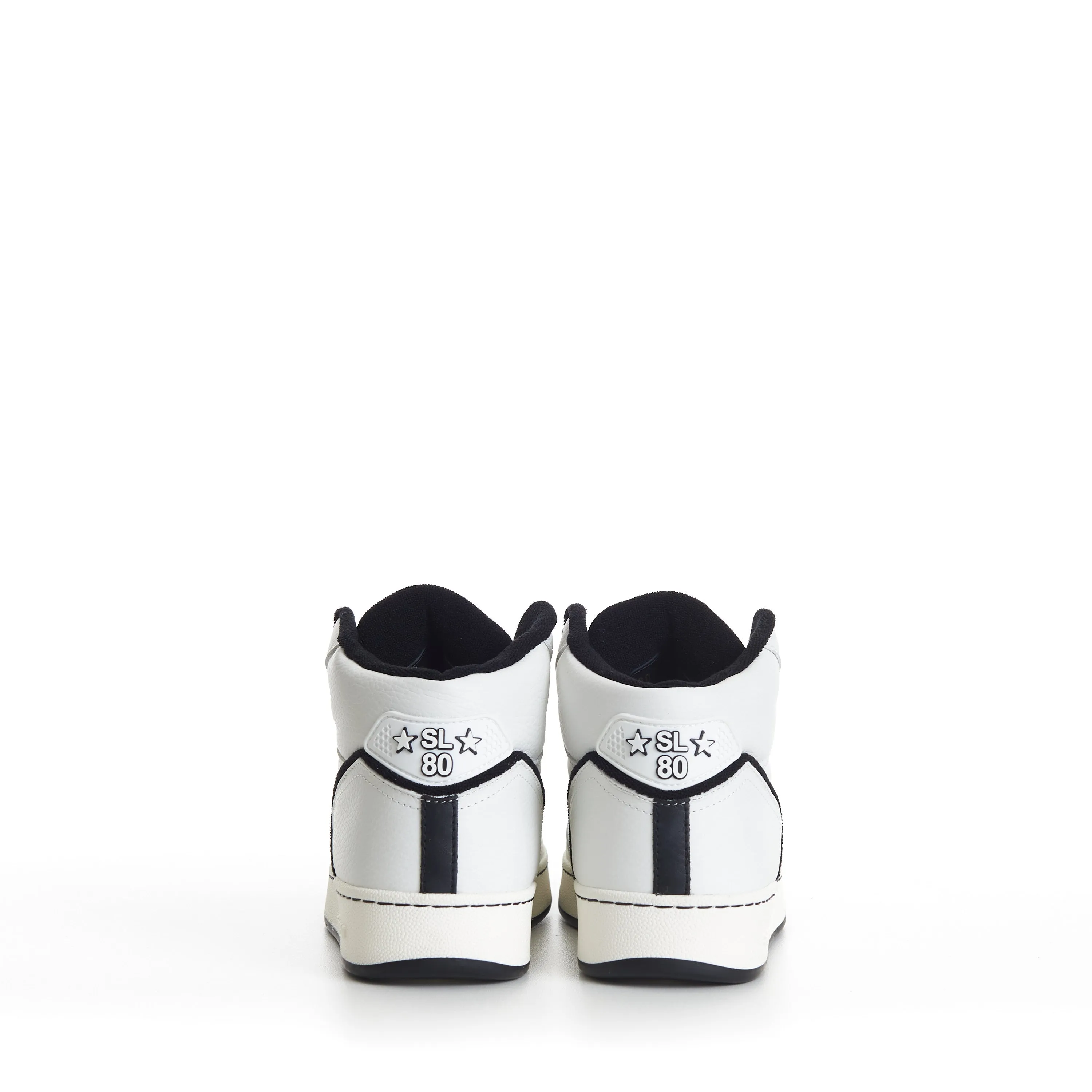 SL/80 White Mid-top Sneakers - Smooth & Grained Leather