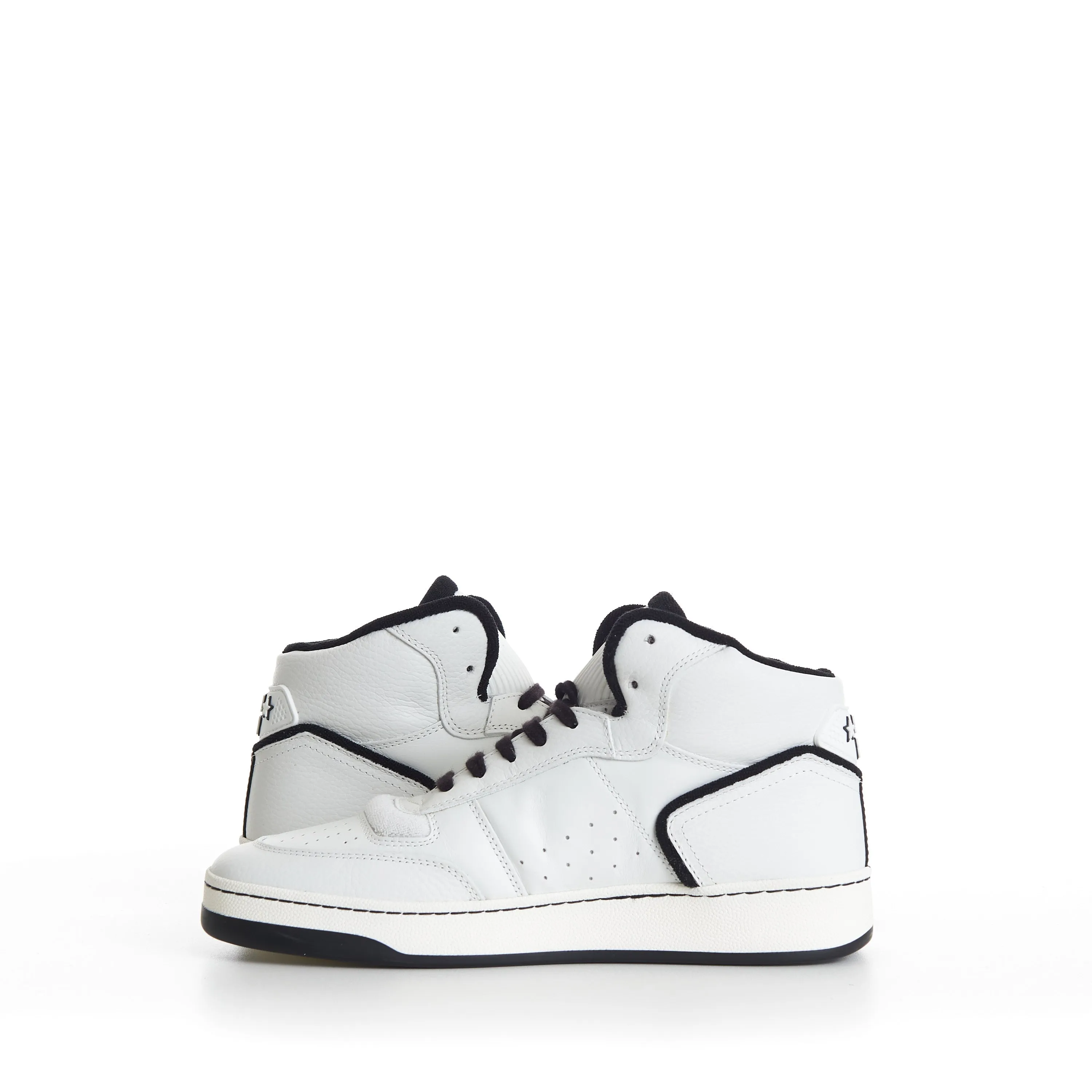 SL/80 White Mid-top Sneakers - Smooth & Grained Leather