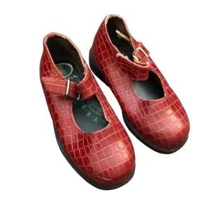 Solaria Red Embossed Mary Jane Shoes