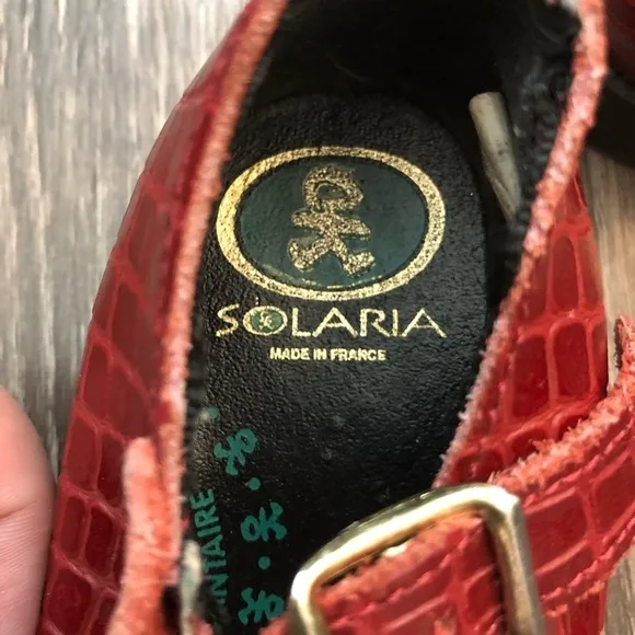 Solaria Red Embossed Mary Jane Shoes
