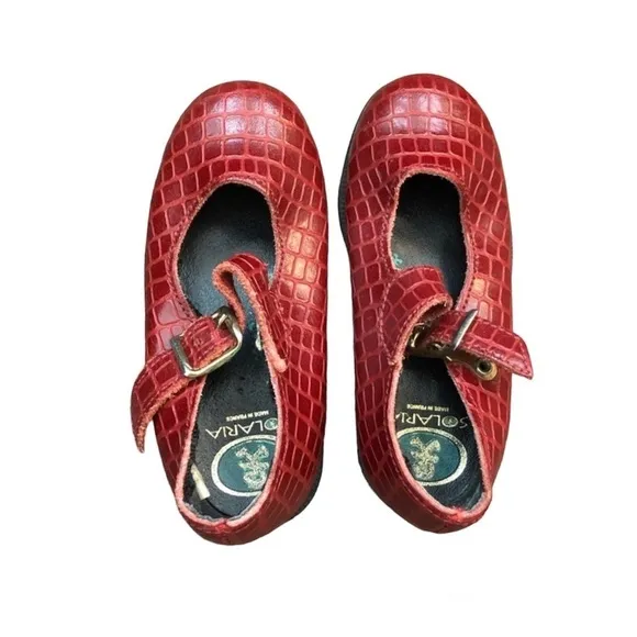 Solaria Red Embossed Mary Jane Shoes