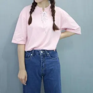 Solid Lace-Up T-Shirt