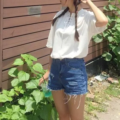 Solid Lace-Up T-Shirt