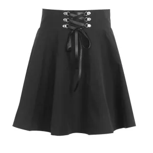 Solid Laced Up High Waist A-line Skirt J40218
