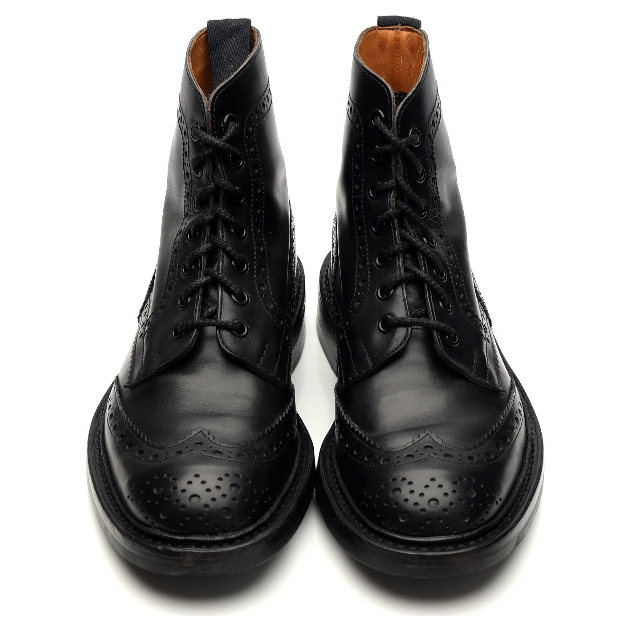 'Stow' Black Leather Brogue Boots UK 6