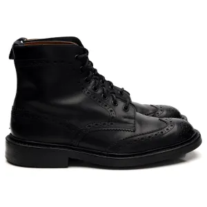 'Stow' Black Leather Brogue Boots UK 6