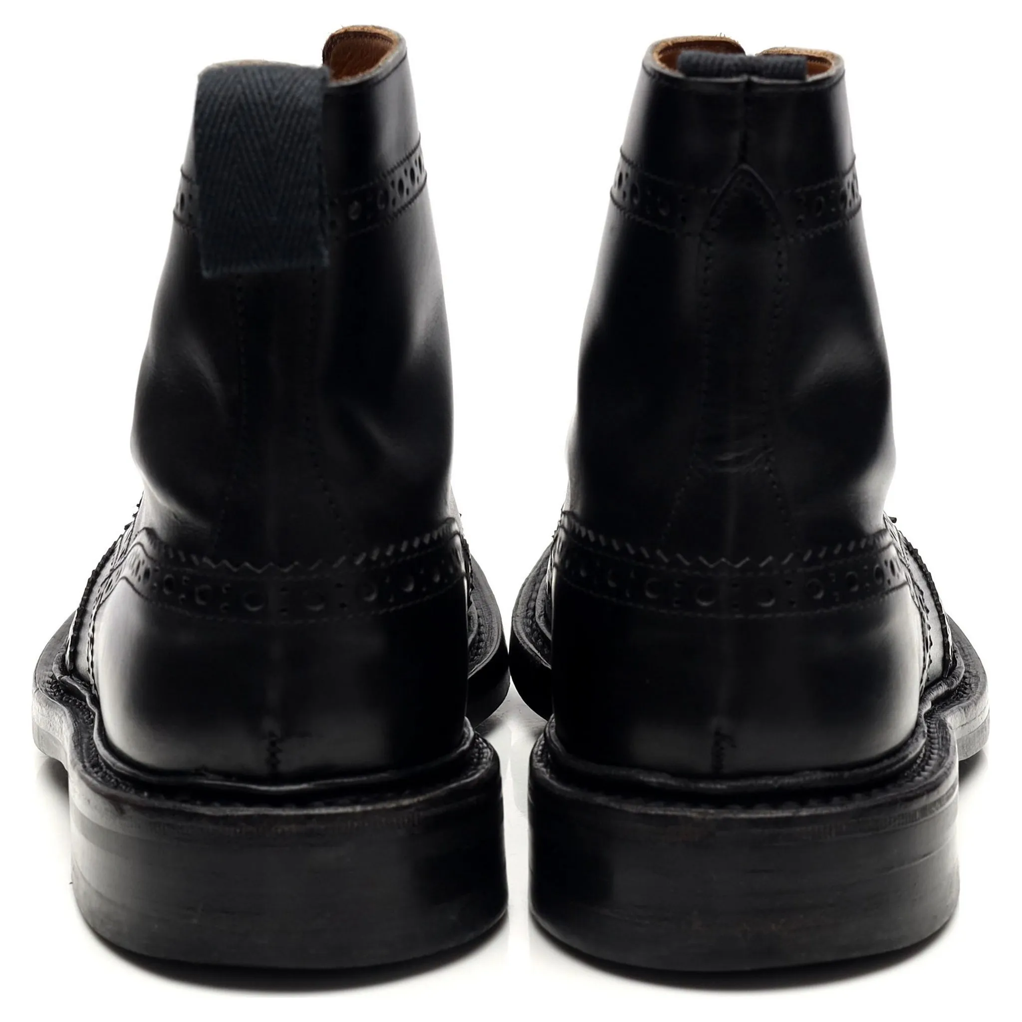 'Stow' Black Leather Brogue Boots UK 6