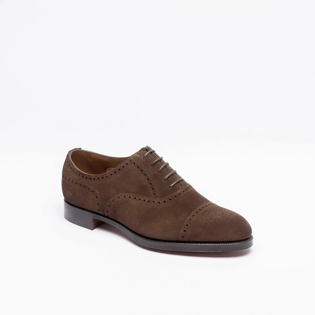 Stringata oxford Edward Green Cadogan in camoscio marrone (Mink Suede)
