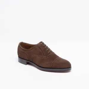 Stringata oxford Edward Green Cadogan in camoscio marrone (Mink Suede)