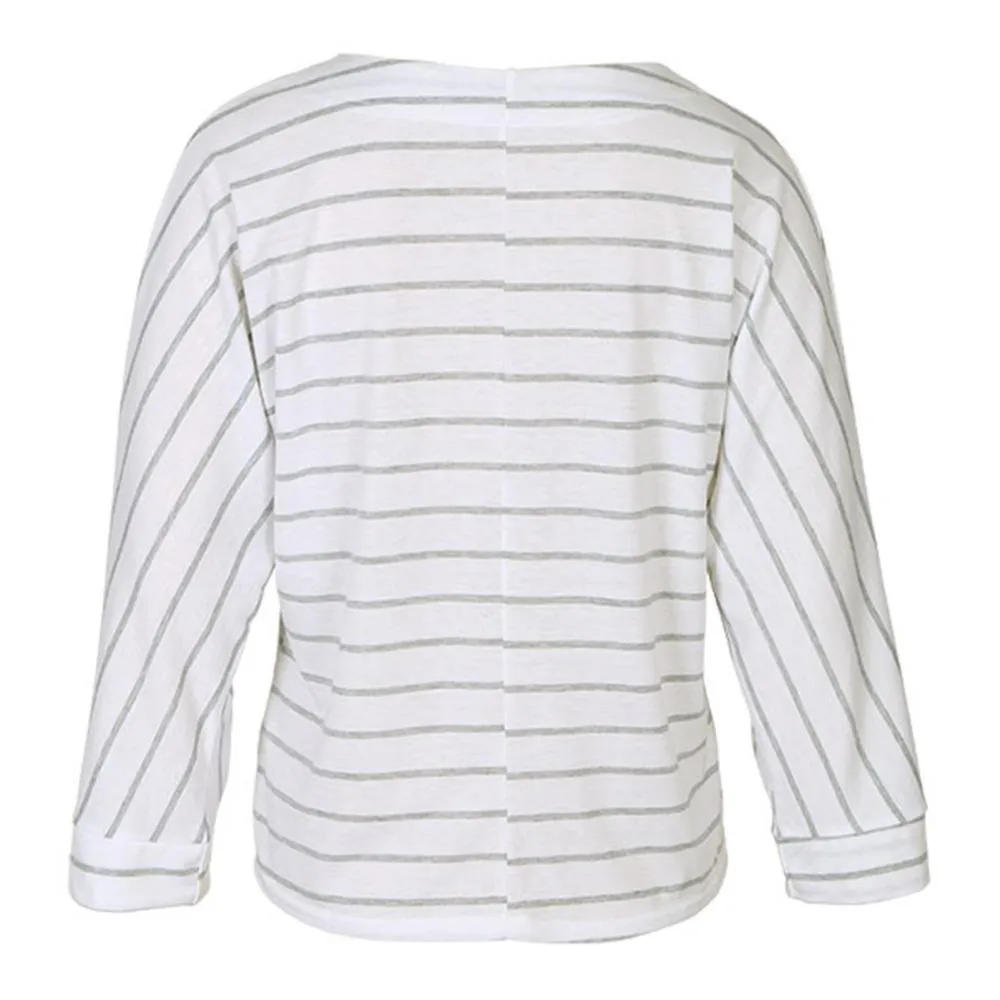 Striped Lace-Up V-Neck Sweatshirt