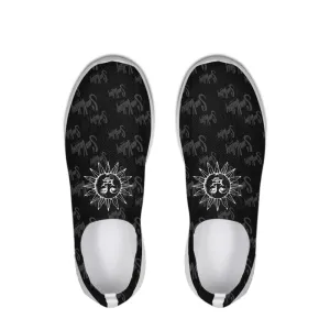 Sun Valley Logo Fly Knit Slip-On Shoes Black