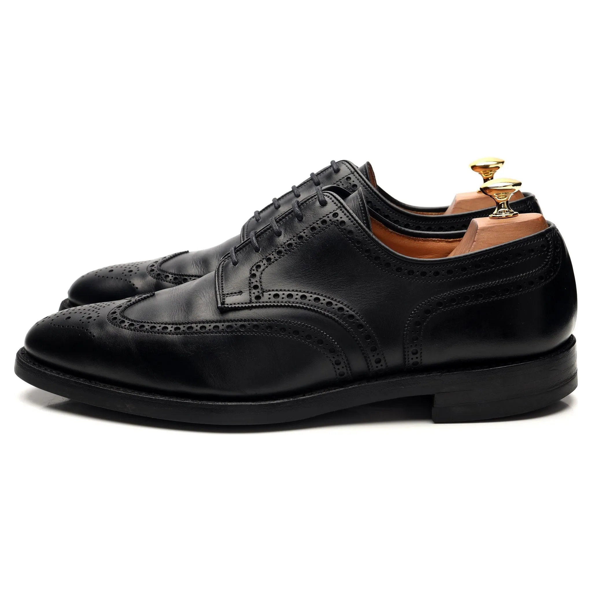 'Swansea' Black Leather Derby Brogue UK 10 E
