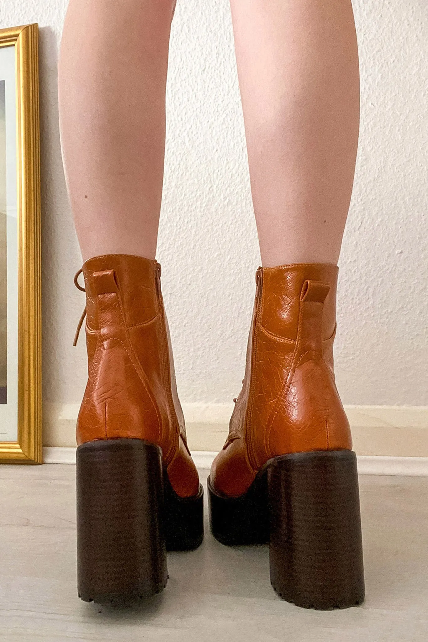 Tan Fantasy Lace Up Boots