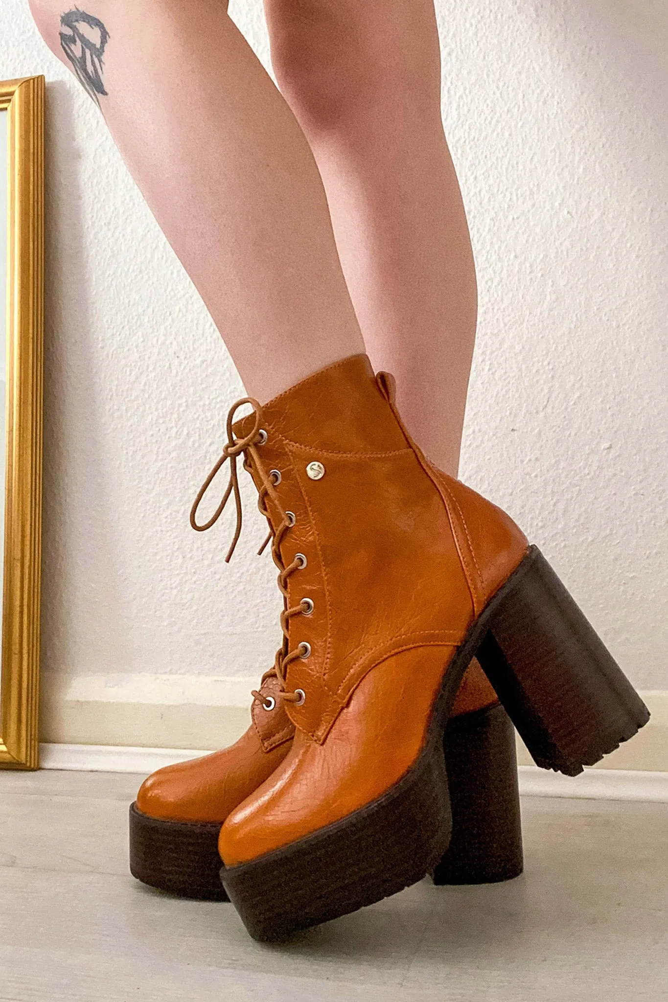 Tan Fantasy Lace Up Boots
