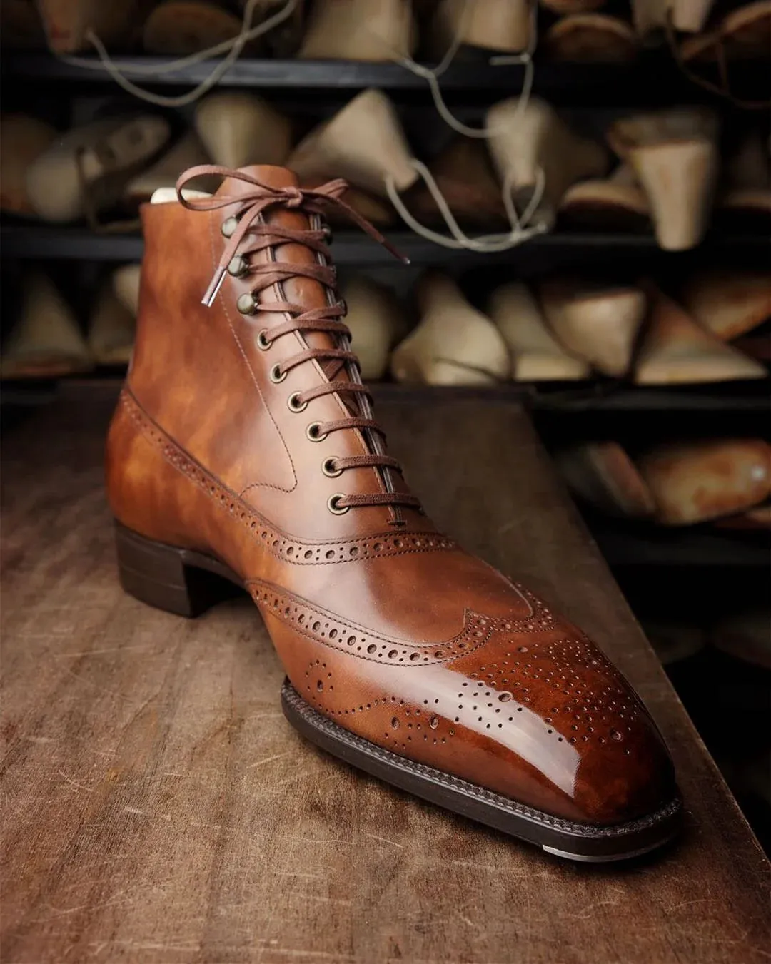Tan Leather Dawson Brogue Lace Up Boots - Boots