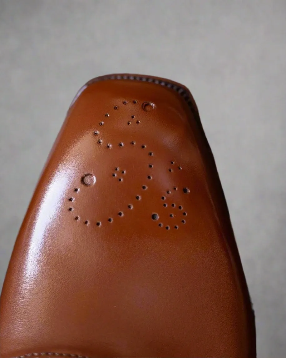 Tan Leather Midara Slip On Elasticated Loafers With Brogue - Formal Shoes