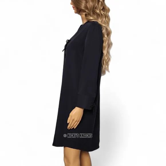 Theory Jullitah R2 Navy Blue Lace Up Tunic Shirtdress Tencel Long Sleeve Size 6