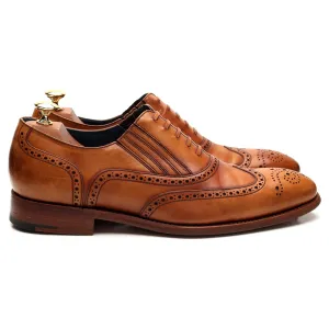 'Timothy' Tan Brown Leather Lazyman Slip On Brogue UK 9 F