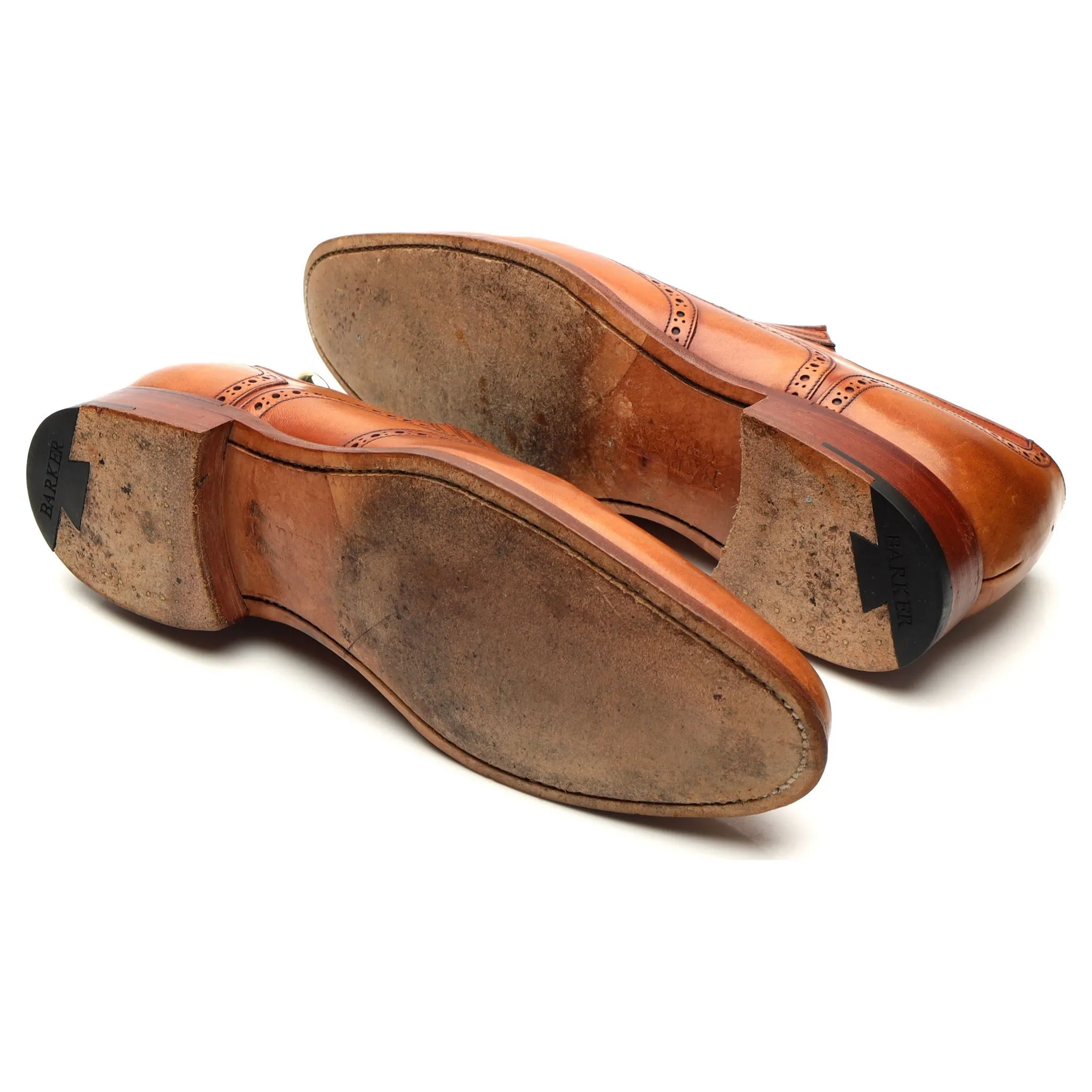 'Timothy' Tan Brown Leather Lazyman Slip On Brogue UK 9 F