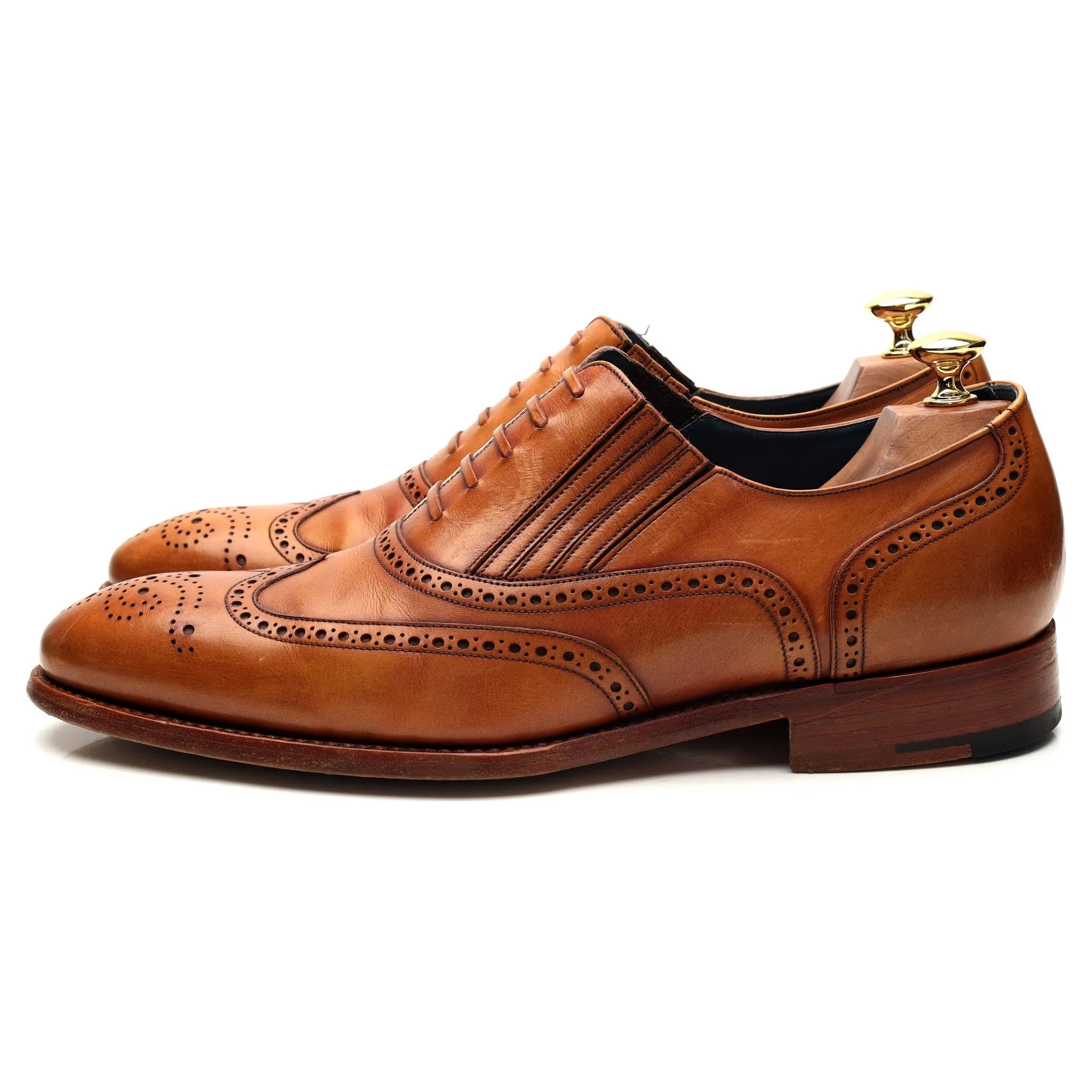 'Timothy' Tan Brown Leather Lazyman Slip On Brogue UK 9 F