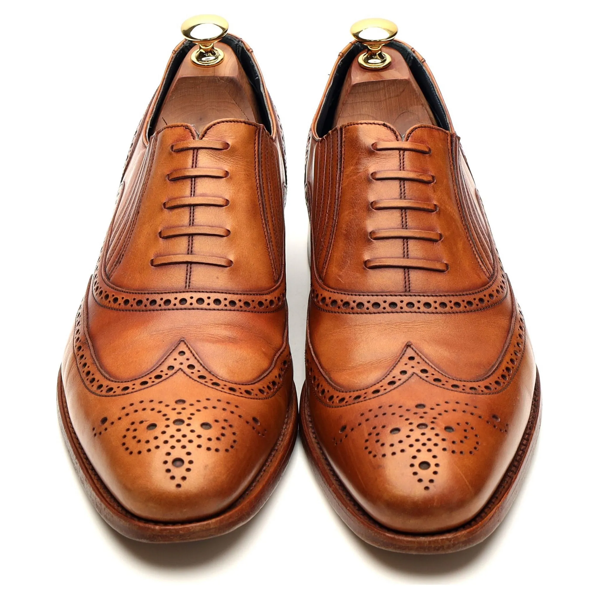'Timothy' Tan Brown Leather Lazyman Slip On Brogue UK 9 F