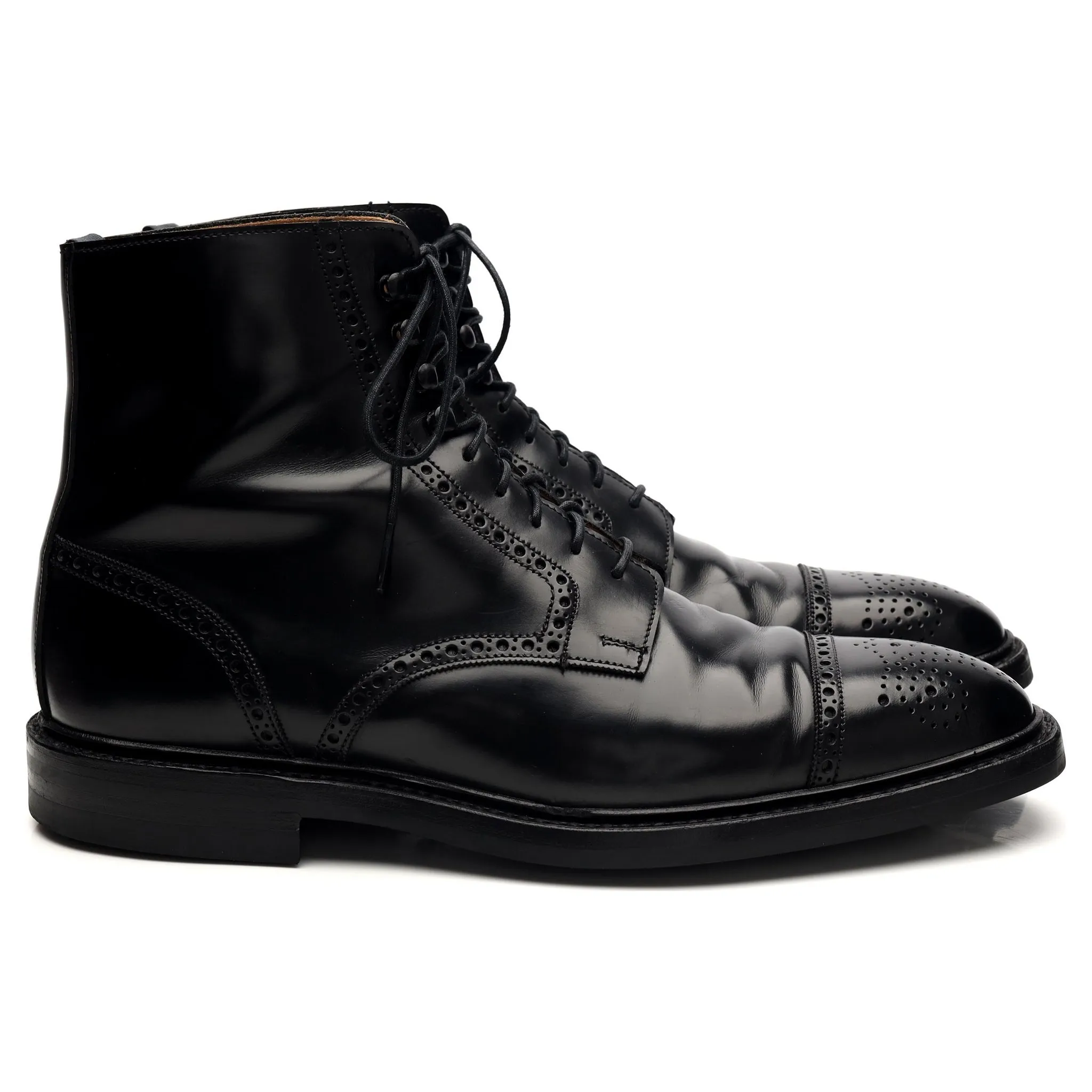 'Toby' Black Leather Brogue Boot UK 8.5 E