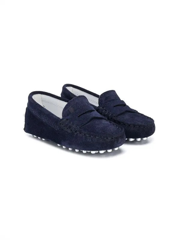TOD'S KIDS Slip-on Navy Blue Suede Shoes Loafers Moccasins Boys Children