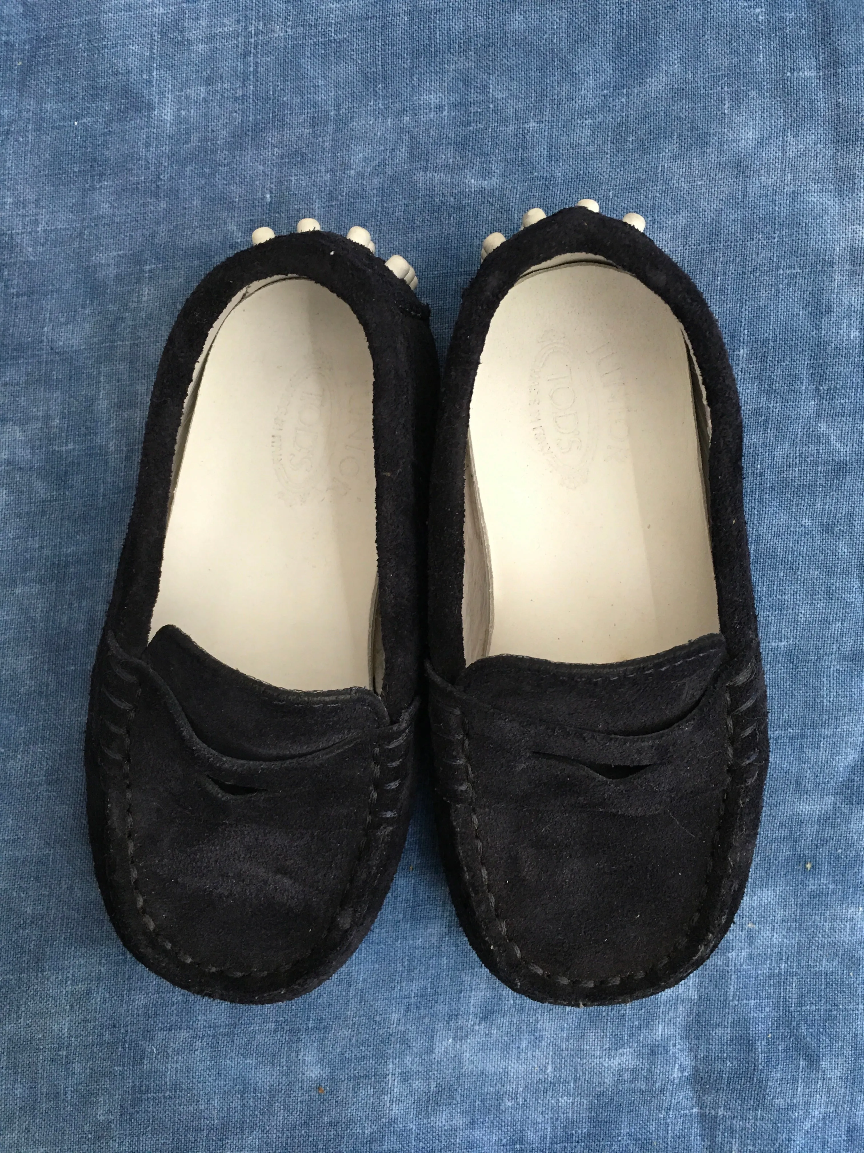 TOD'S KIDS Slip-on Navy Blue Suede Shoes Loafers Moccasins Boys Children