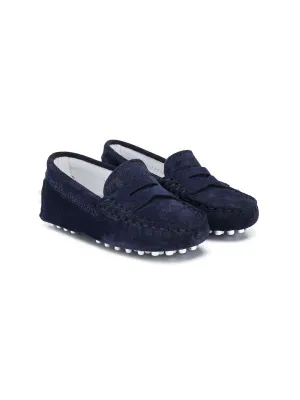 TOD'S KIDS Slip-on Navy Blue Suede Shoes Loafers Moccasins Boys Children