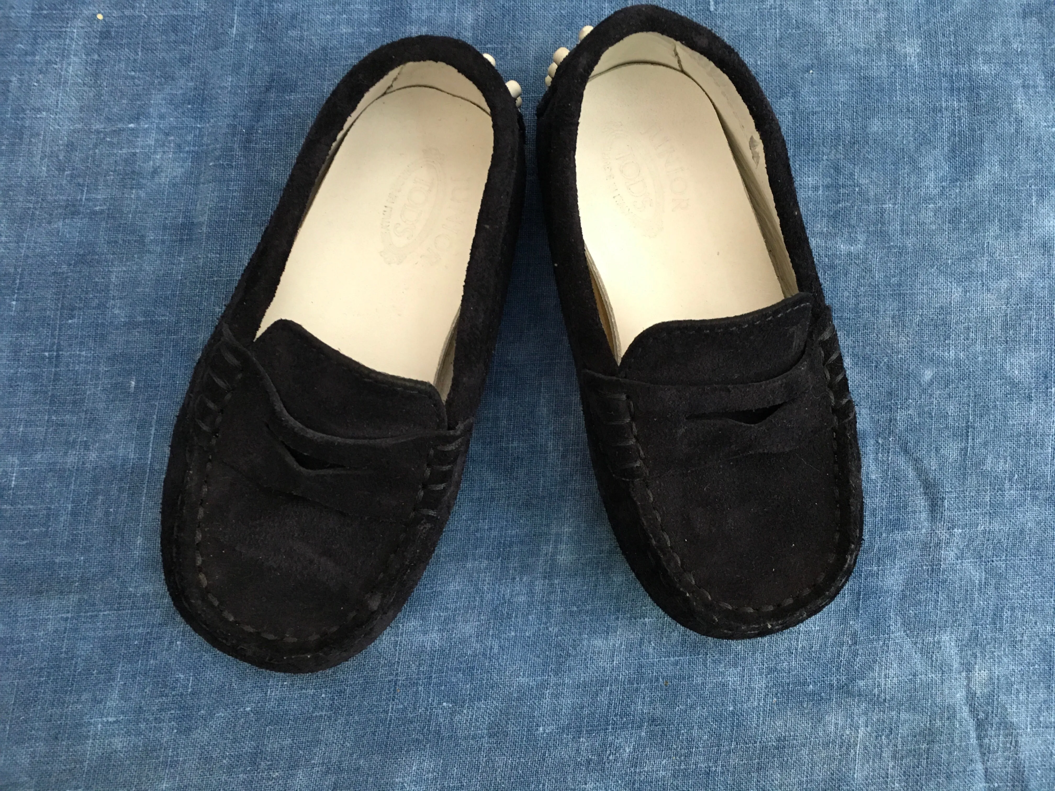TOD'S KIDS Slip-on Navy Blue Suede Shoes Loafers Moccasins Boys Children