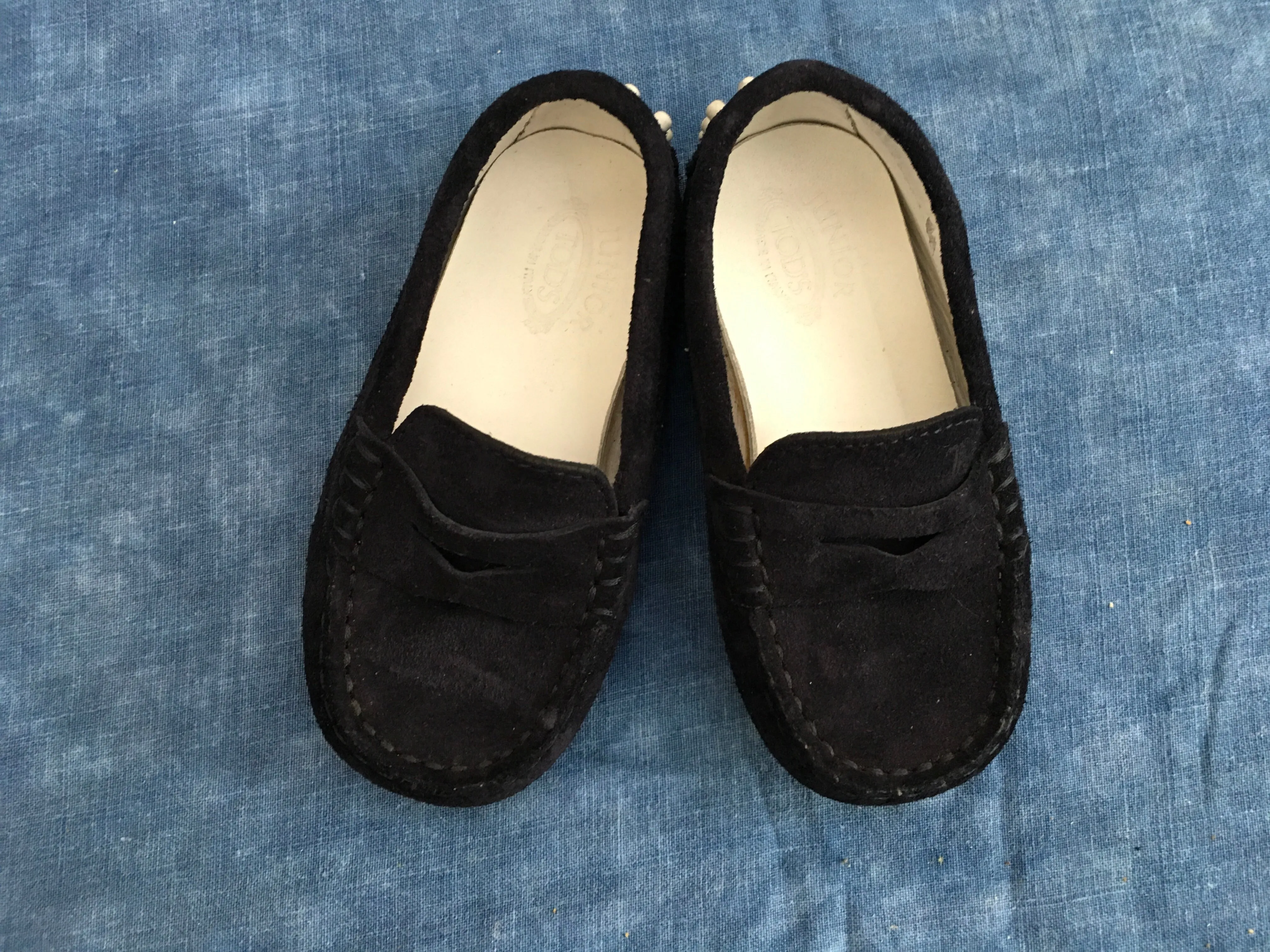 TOD'S KIDS Slip-on Navy Blue Suede Shoes Loafers Moccasins Boys Children