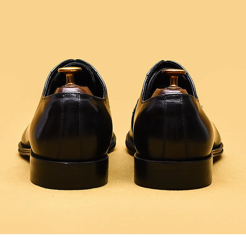 Top Layer Cowhide Men's Leather Shoes British Men Business Formal Wear Leather Shoes Genuine Leather Pointed Oxford Shoes Men's Wedding Groom's Shoes89259