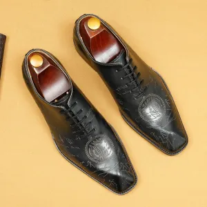 Top Layer Cowhide Men's Leather Shoes Internet Celebrity Formal Leather Shoes Men's Business Genuine Leather Inner Oxford Shoes68877