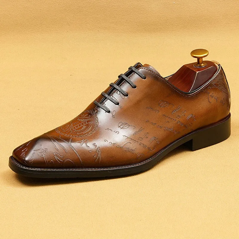 Top Layer Cowhide Men's Leather Shoes Internet Celebrity Formal Leather Shoes Men's Business Genuine Leather Inner Oxford Shoes68877