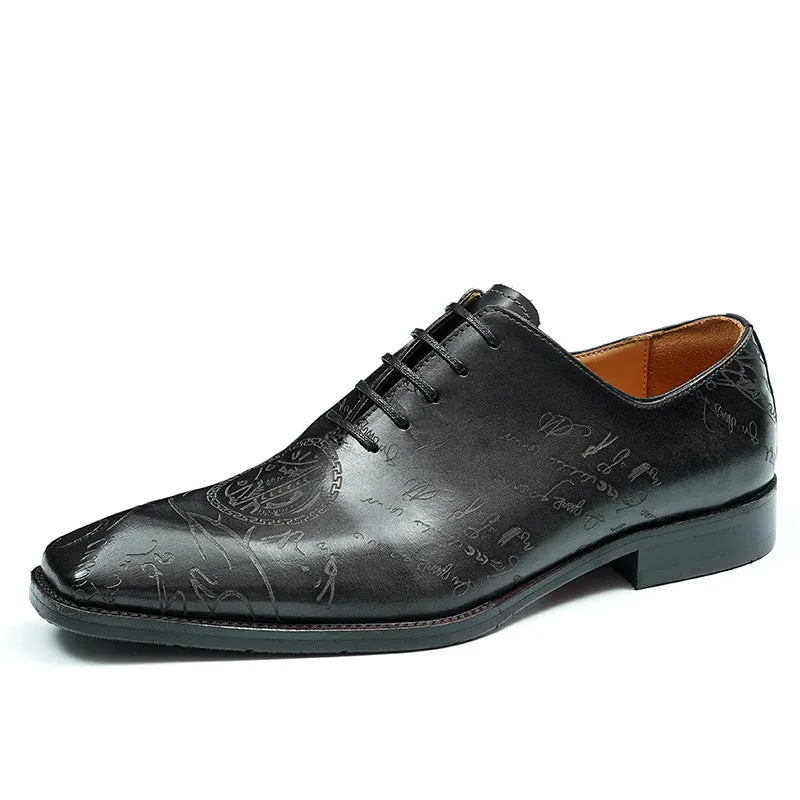 Top Layer Cowhide Men's Leather Shoes Internet Celebrity Formal Leather Shoes Men's Business Genuine Leather Inner Oxford Shoes68877