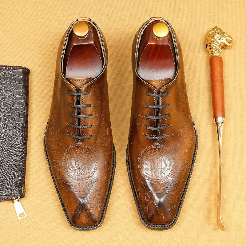 Top Layer Cowhide Men's Leather Shoes Internet Celebrity Formal Leather Shoes Men's Business Genuine Leather Inner Oxford Shoes68877