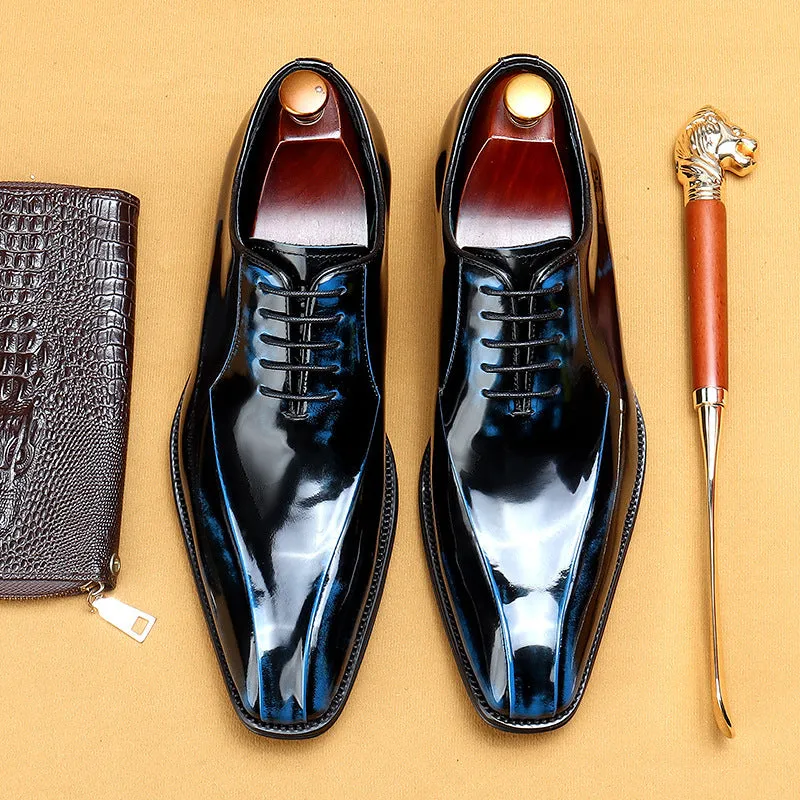 Top Layer Cowhide Men's Leather Shoes Men's Patent Leather Glossy Leather Shoes Business Formal Wear Oxford Shoes Men's Shoes89272
