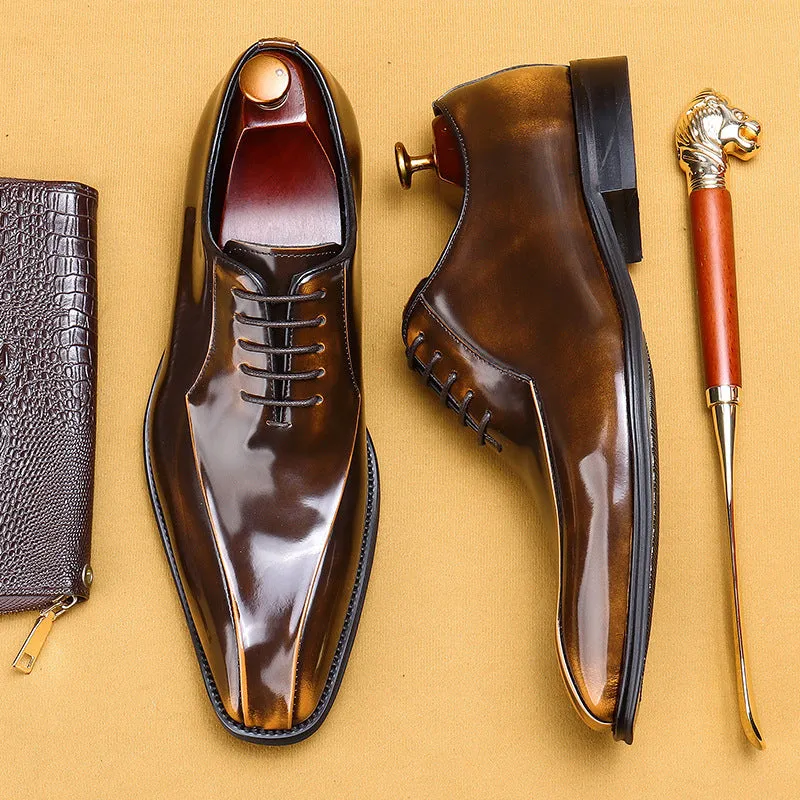 Top Layer Cowhide Men's Leather Shoes Men's Patent Leather Glossy Leather Shoes Business Formal Wear Oxford Shoes Men's Shoes89272