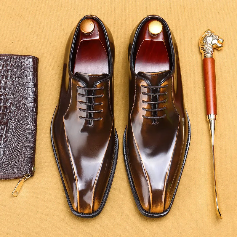 Top Layer Cowhide Men's Leather Shoes Men's Patent Leather Glossy Leather Shoes Business Formal Wear Oxford Shoes Men's Shoes89272