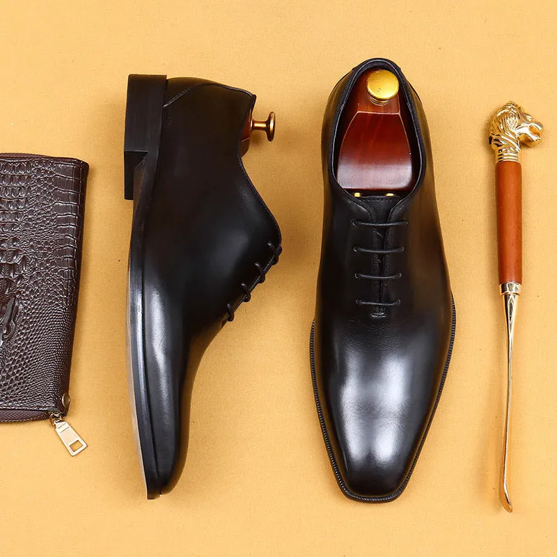 Top Layer Cowhide Men's Leather Shoes Oxford Shoes Men's Leather Handmade Shoes British Business Dress Pointed Toe Wedding Leather Shoes65121