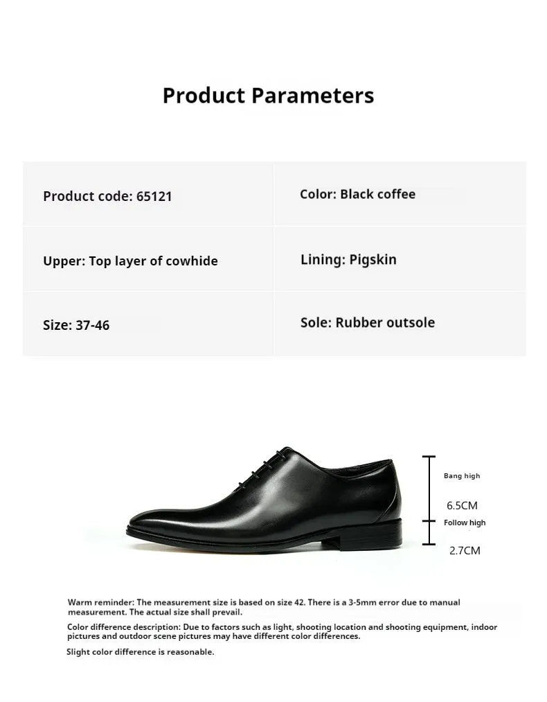 Top Layer Cowhide Men's Leather Shoes Oxford Shoes Men's Leather Handmade Shoes British Business Dress Pointed Toe Wedding Leather Shoes65121