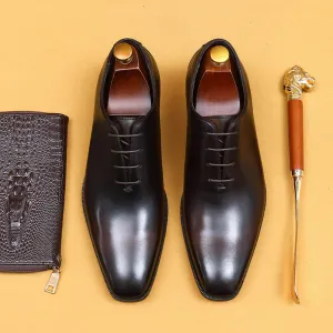Top Layer Cowhide Men's Leather Shoes Oxford Shoes Men's Leather Handmade Shoes British Business Dress Pointed Toe Wedding Leather Shoes65121
