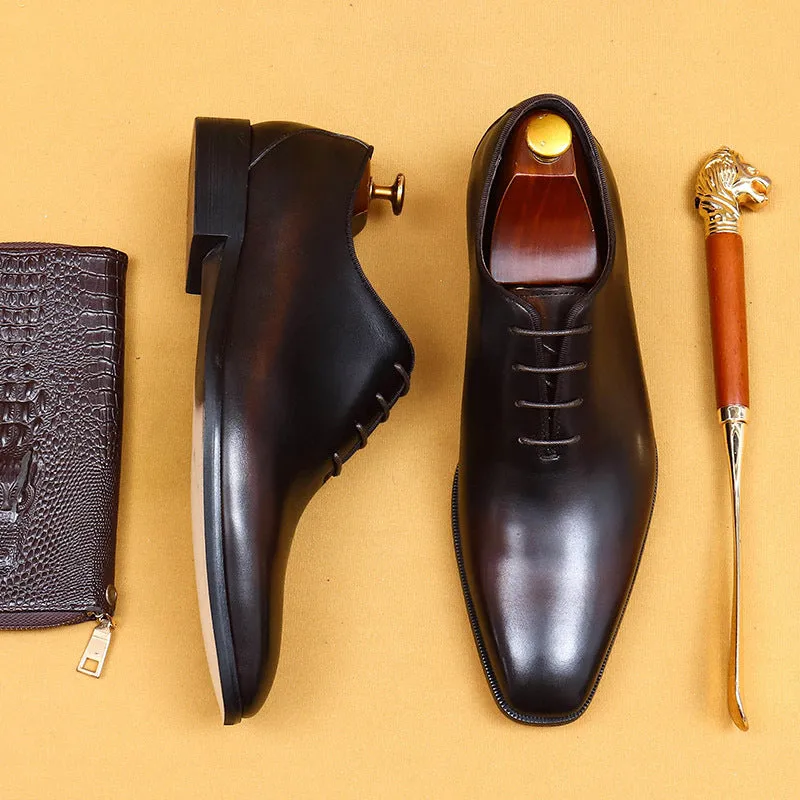 Top Layer Cowhide Men's Leather Shoes Oxford Shoes Men's Leather Handmade Shoes British Business Dress Pointed Toe Wedding Leather Shoes65121